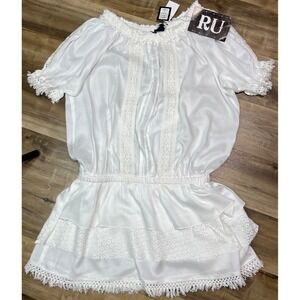Resistol White Lace Dress XL 100% Rayon Boho Western Fringe Cowgirl Style‎ NWT